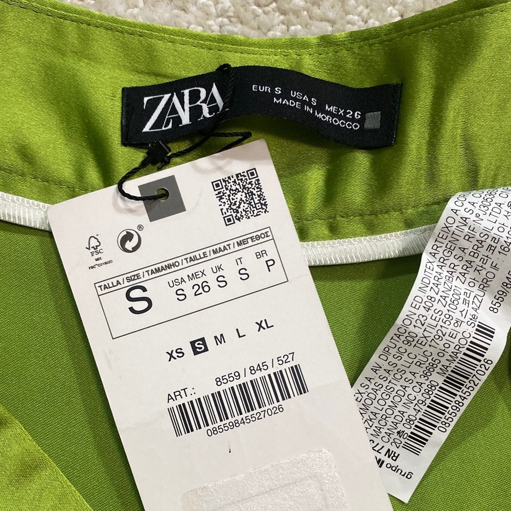 Zara Olive Green Wide-Leg Pleated Trousers Size S - Picture 10 of 16